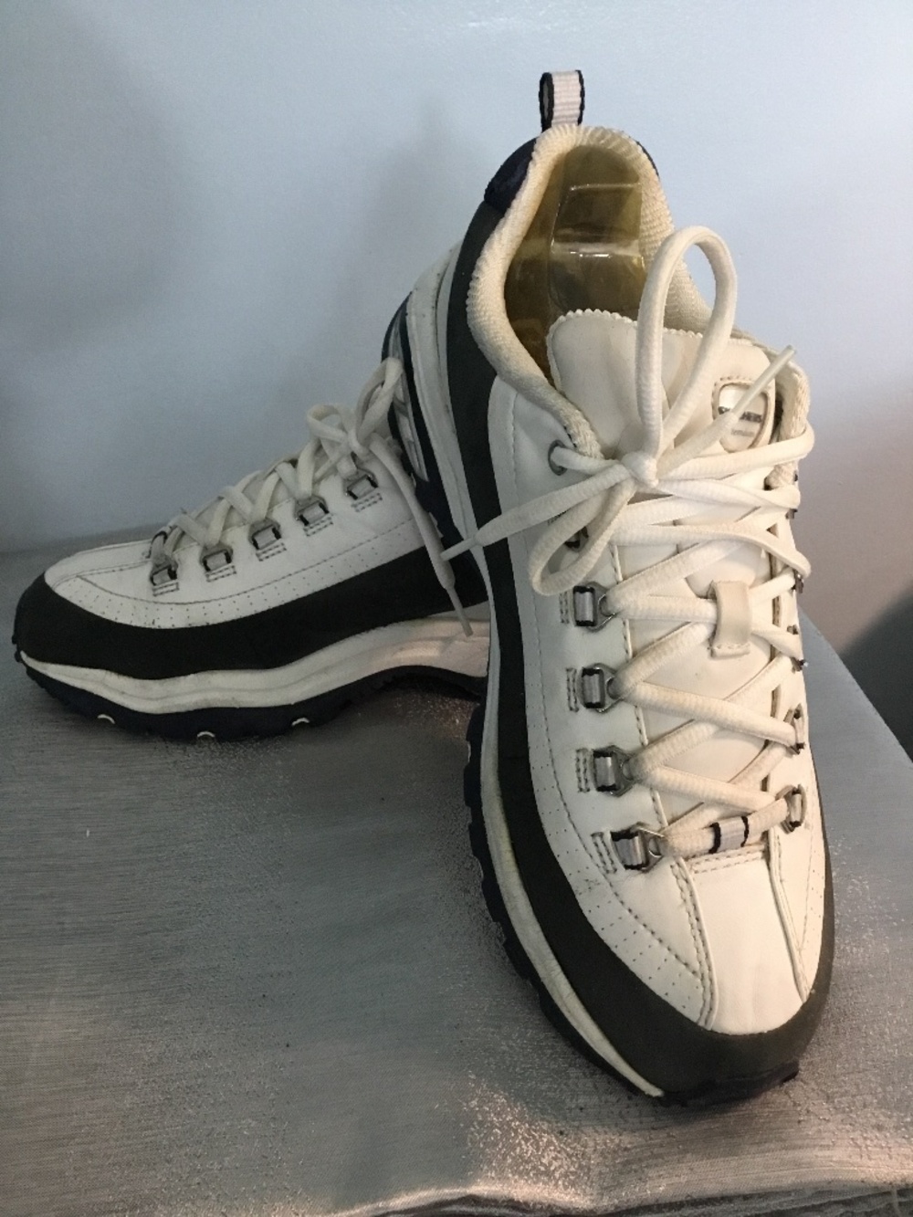 Sketchers Leather Sneakers- Navy & White- Size 10